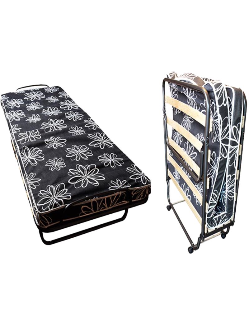 Sulankstoma svečių/turistinė lova su čiužiniu ir ratukais 80x190 cm