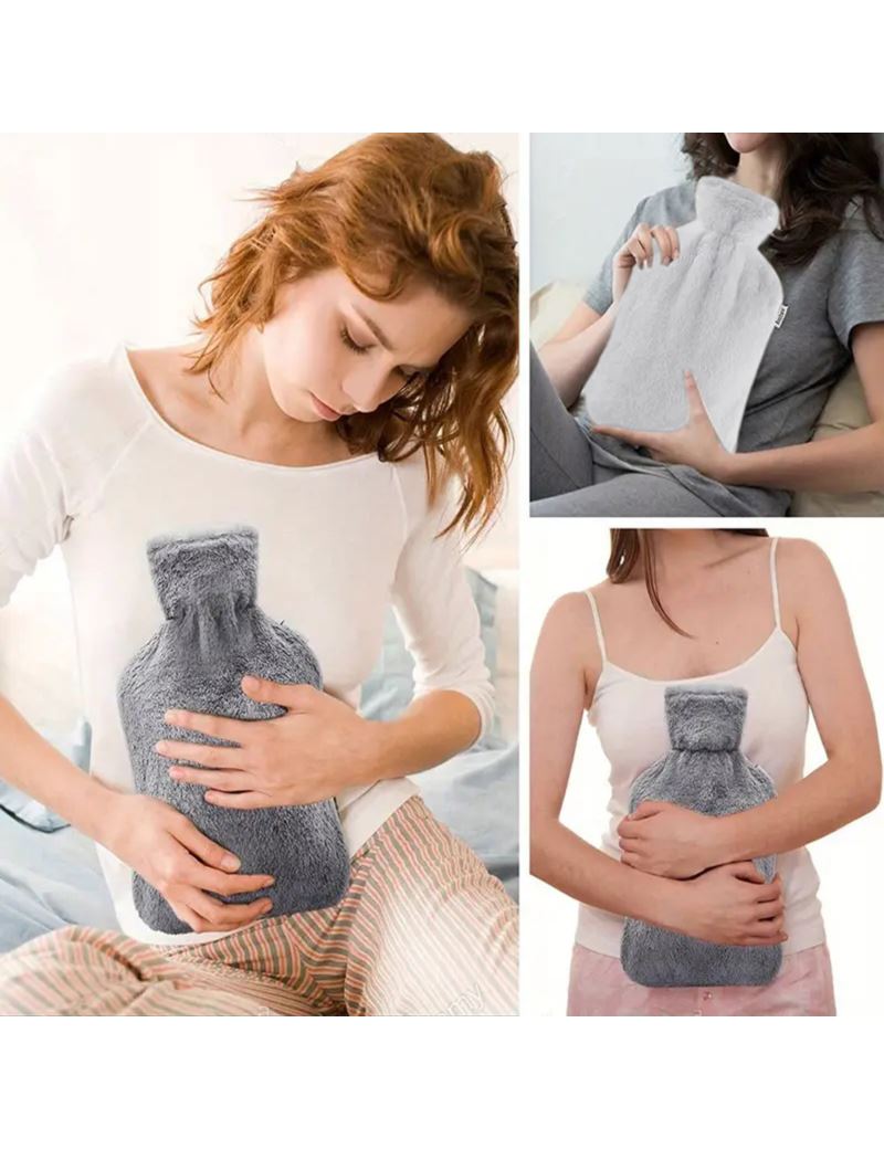 Pliušinė guminė karšto vandens pūslė 1L – Pilka