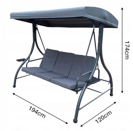 SODO SŪPYNĖS „SUIGI“ 3 VIETŲ SU STALIUKAIS – ANTRACITO SPALVA