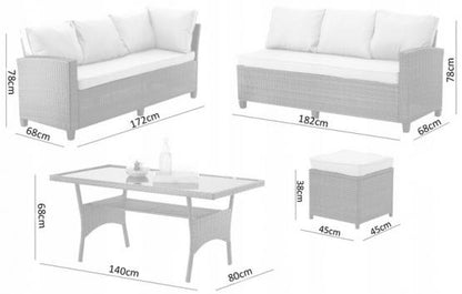 Sodo baldų komplektas – kampinė sofa, stalas, pufai | TARMAR