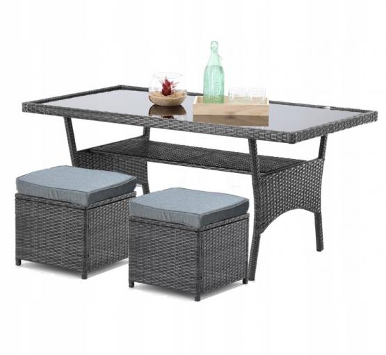 Sodo baldų komplektas – kampinė sofa, stalas, pufai | TARMAR