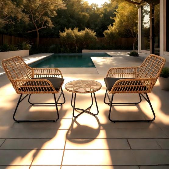 TARMAR sodo baldų rinkinys – 2 kėdės + stalas