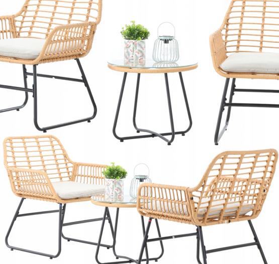 TARMAR sodo baldų rinkinys – 2 kėdės + stalas