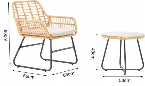 TARMAR sodo baldų rinkinys – 2 kėdės + stalas
