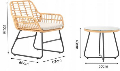 TARMAR sodo baldų rinkinys – 2 kėdės + stalas