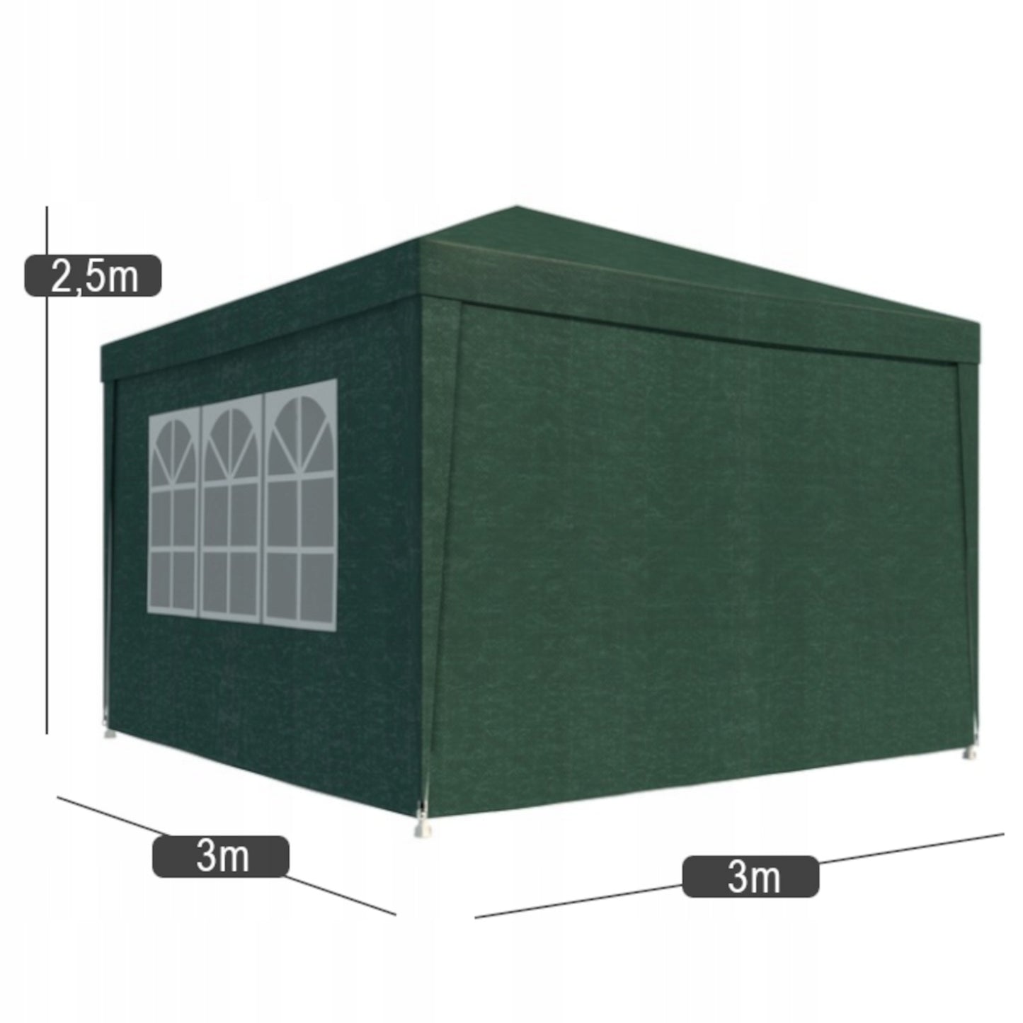 Sodo Pavėsinė 3x3 m su 4 sienelėmis ir langais – UV50 apsauga