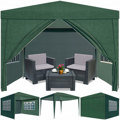 Sodo Pavėsinė 3x3 m su 4 sienelėmis ir langais – UV50 apsauga