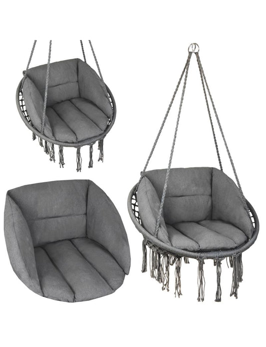 Pakabinamos pintos supynės BOHO + 2x XXL pagalvės (Grafito)