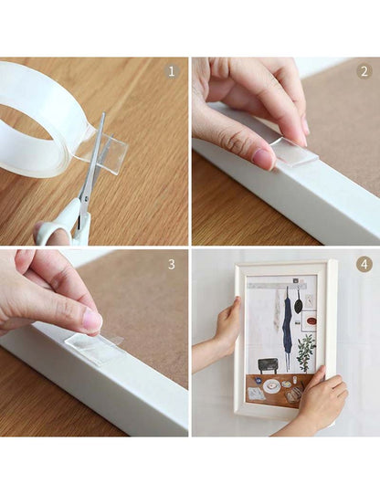 Nano Dvipusė Lipni Juosta | 5m x 3cm | Skaidri, Daugkartinio Naudojimo