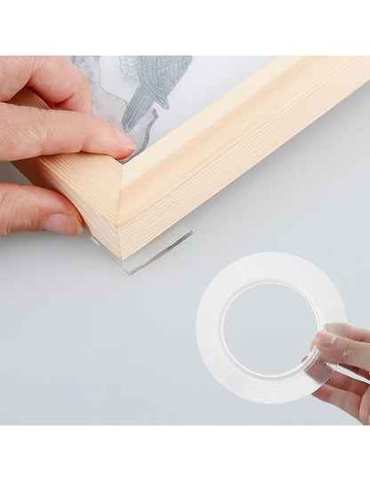 Nano Dvipusė Lipni Juosta | 5m x 3cm | Skaidri, Daugkartinio Naudojimo