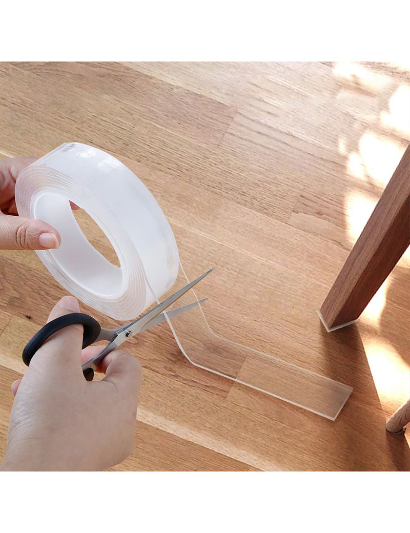 Nano Dvipusė Lipni Juosta | 5m x 3cm | Skaidri, Daugkartinio Naudojimo