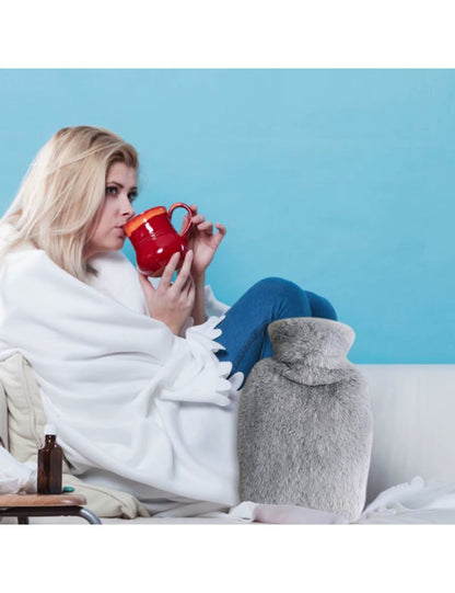 Pliušinė guminė karšto vandens pūslė 1L – Pilka