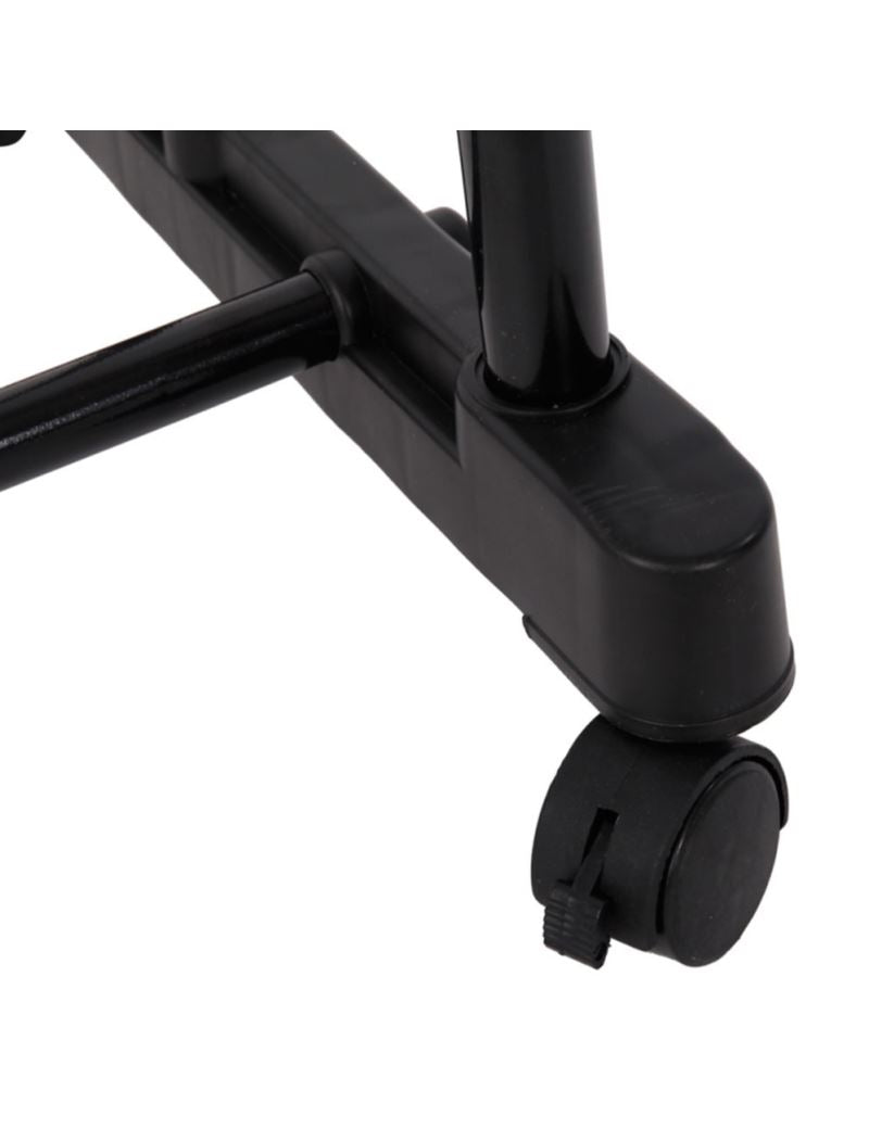 Dvigubas drabužių stovas su ratukais ir batų lentyna